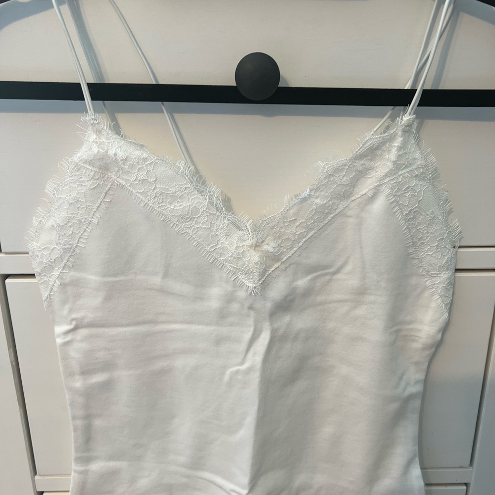 Express White Cami with Lace Detail